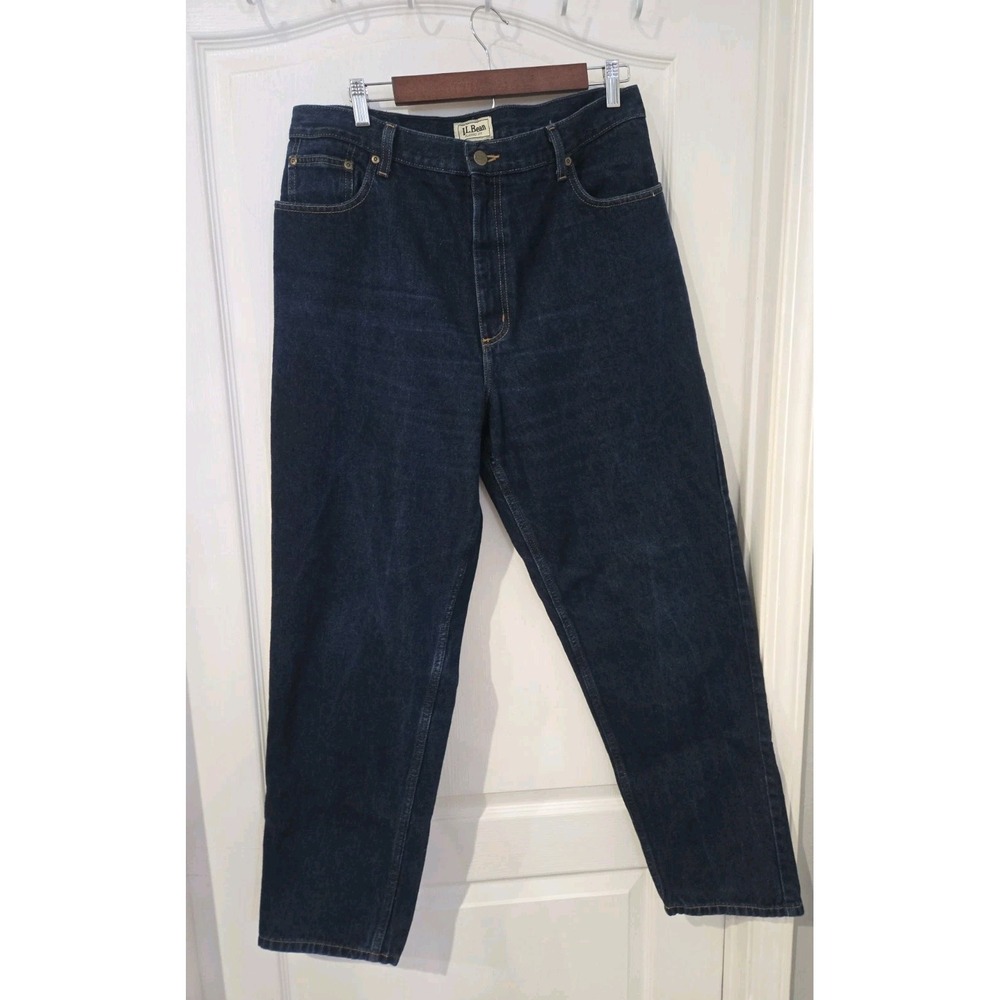 Womens LL Bean 18 M/T Classic Fit Dark Wash Jeans VTG 100 Cotton Mom Jean Cabin
